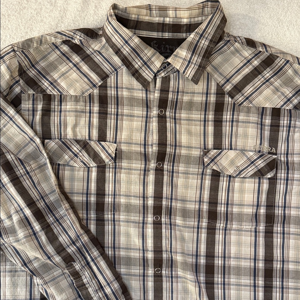 Kirra PacSun Plaid Button-Down Shirt Snap Western Cowboy SurfSkate Rodeo Y2K